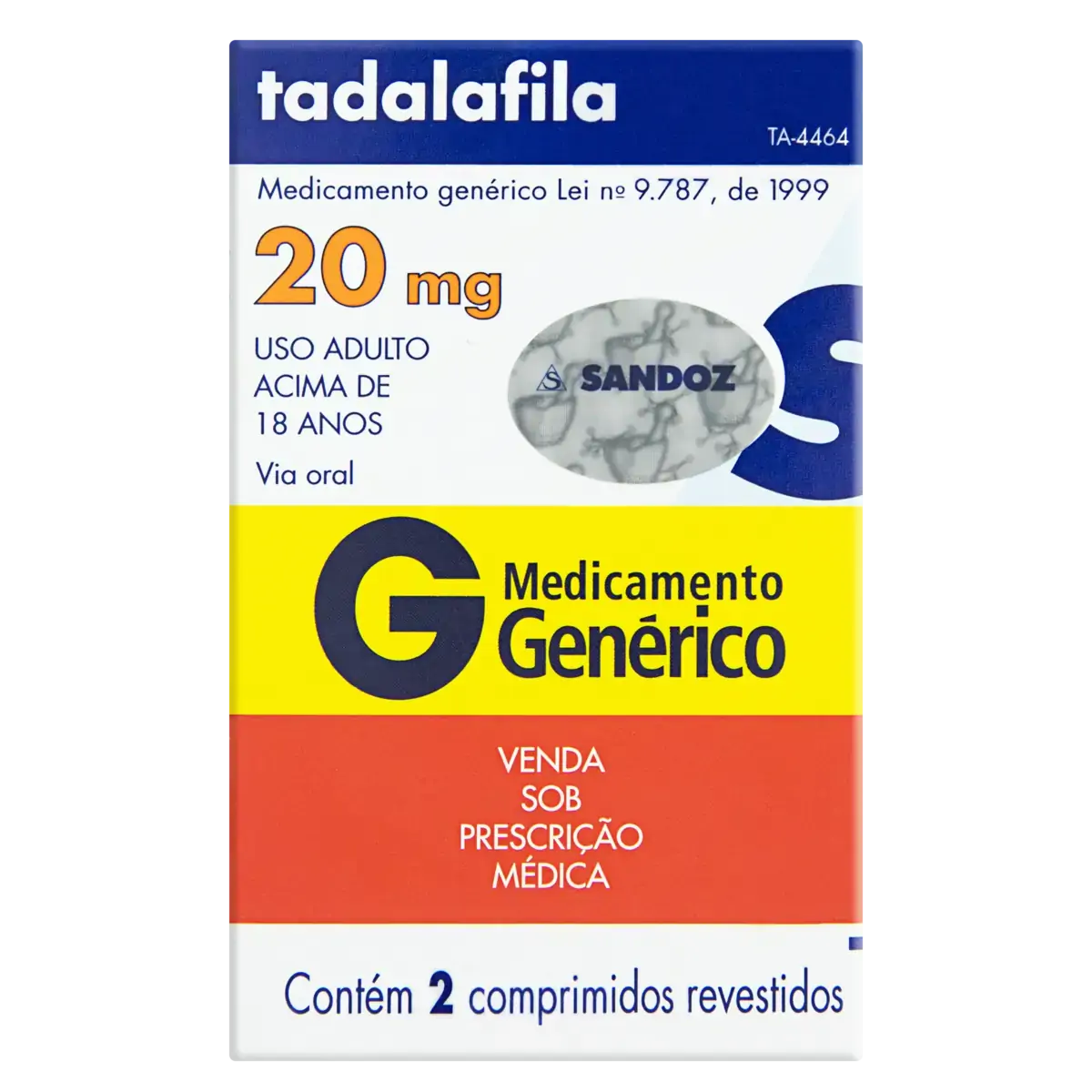 Tadalafila 20mg Sandoz Caixa 2 Comprimidos Revestidos