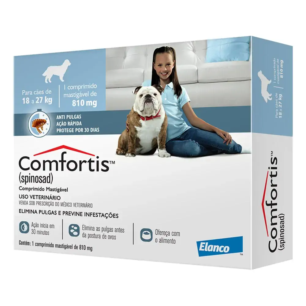 Antipulgas Comfortis 810mg Cães de 18 a 27kg Elanco 1 comprimido