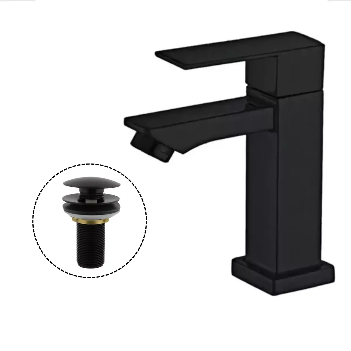 Kit Torneira Em Inox Black Com Válvula Click Cuba Black