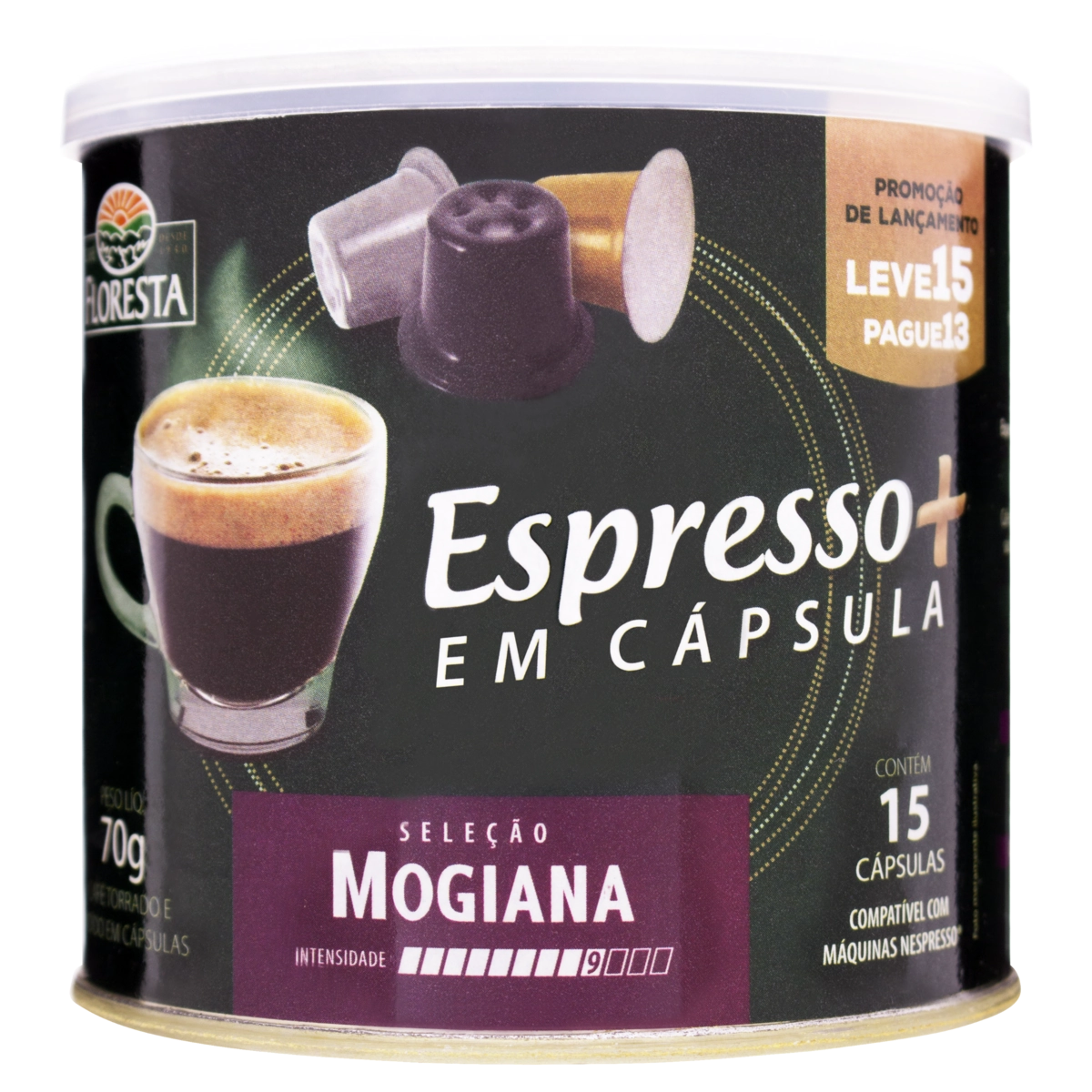 Café Em Cápsula Torrado E Moído Espresso Mogiana Floresta Lata 70g Leve 15 Pague 13