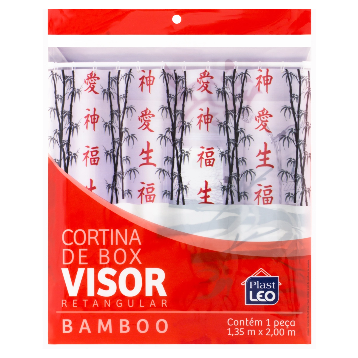 Cortina Para Box Visor Retangular Plast Leo Pacote 1,35m X 2,00m