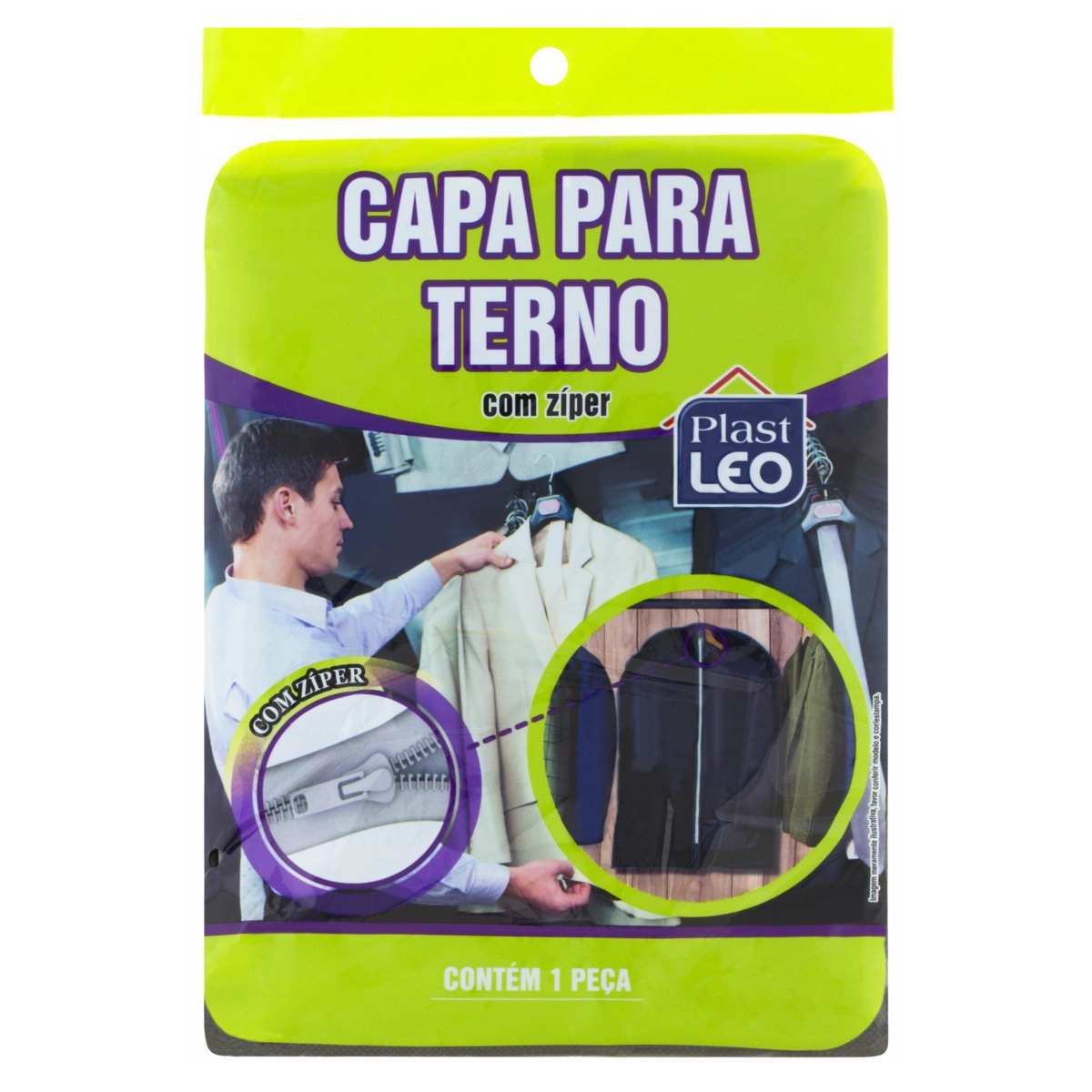 Capa Para Terno Com Zíper Pvc Plast Leo 88cm X 58cm