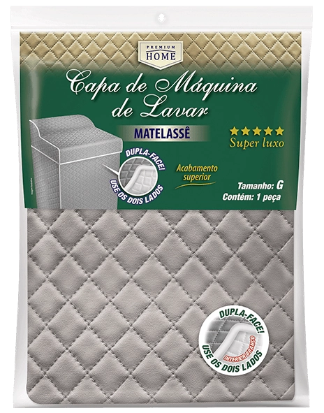 Capa Para Máquina De Lavar Dupla Face Matelassê Home Premium Plast Léo