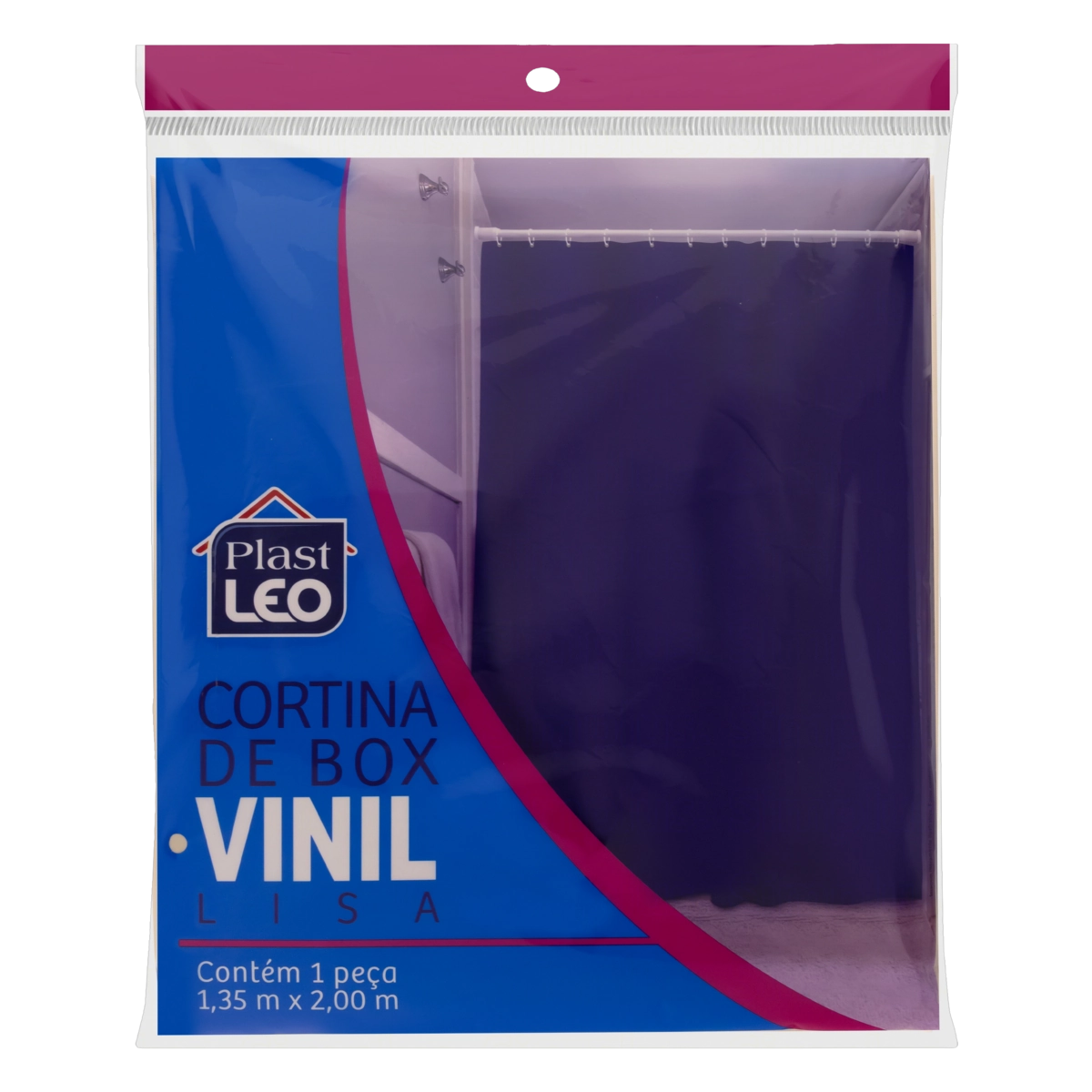 Cortina Para Box Bege Lisa Vinil Plast Leo 1,35m X 2,00m