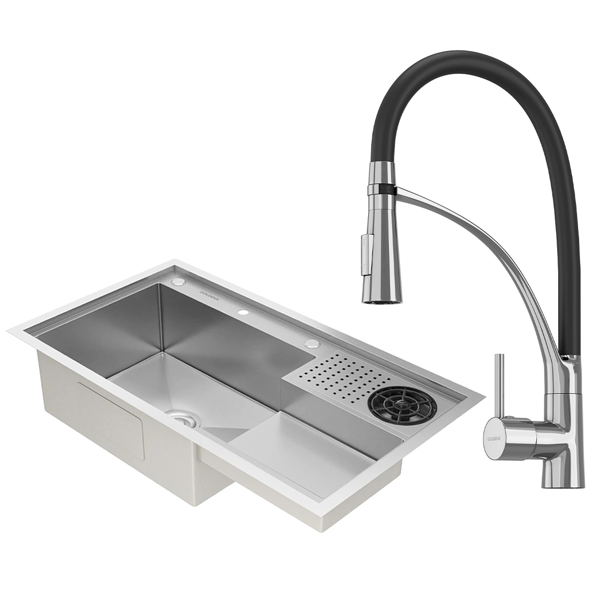 Kit Cuba Gourmet Veneza Aço Inox 304 E Torneira Gourmet Florença Monocomando Goldenx