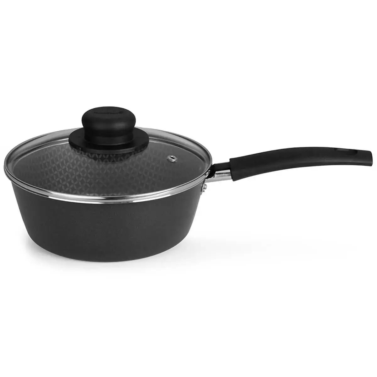 Panela de Alumínio Antiaderente Essencial com Tampa de Vidro Multiflon Grafite 18cm