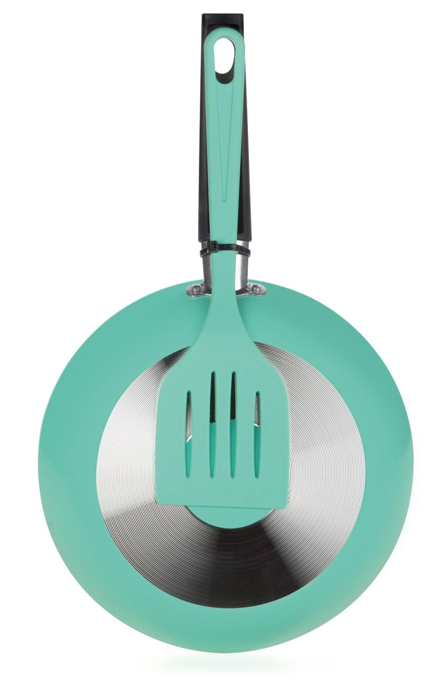 Frigideira 20cm Pequena de Alumínio 800ml com Espátula Color Multiflon Menta