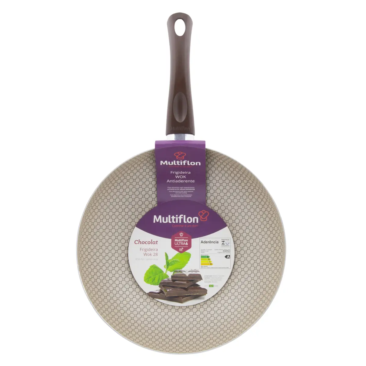 Frigideira Marrom Antiaderente Wok Multiflon Chocolat