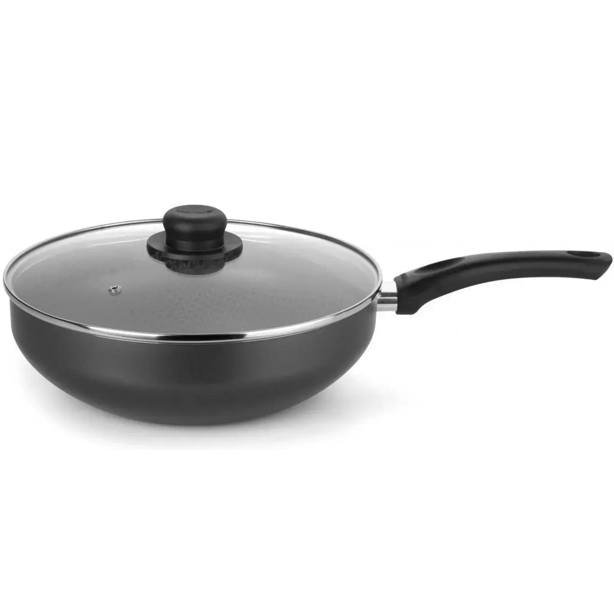 Frigideira Funda Com Tampa De Vidro Wok Antiaderente 28cm Grafite Multiflon