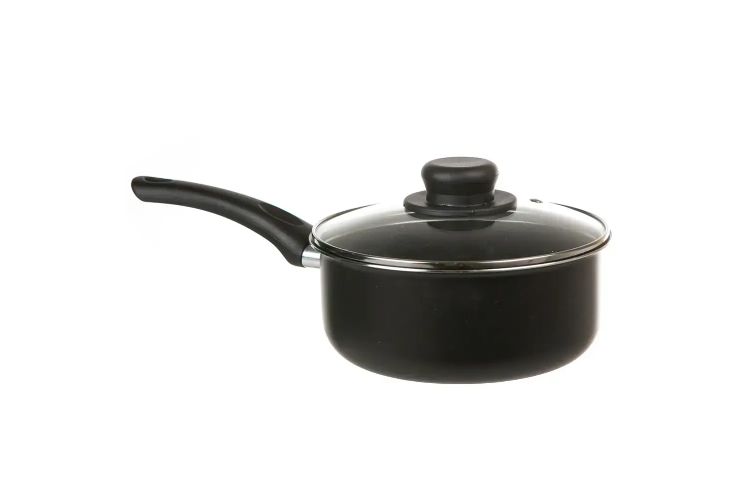 Panela Preta Alumínio Com Tampa De Vidro Antiaderente 1,4l Multiflon Gourmet Vapore