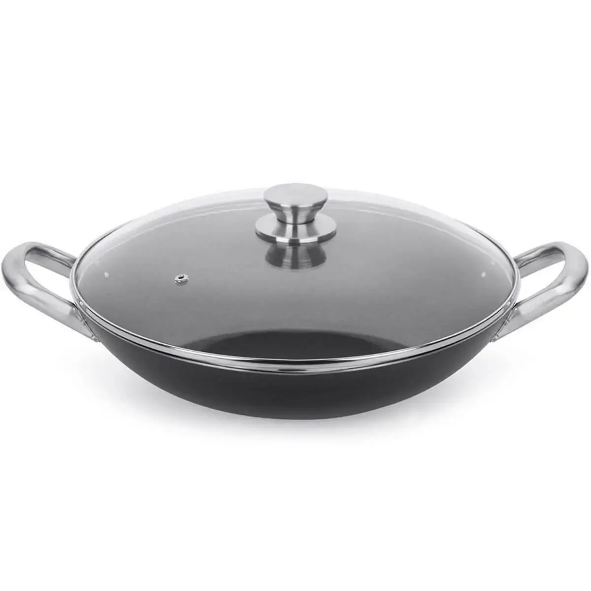 Frigideira Wok em Alumínio Antiaderente Multiflon 34cm C/ Tampa