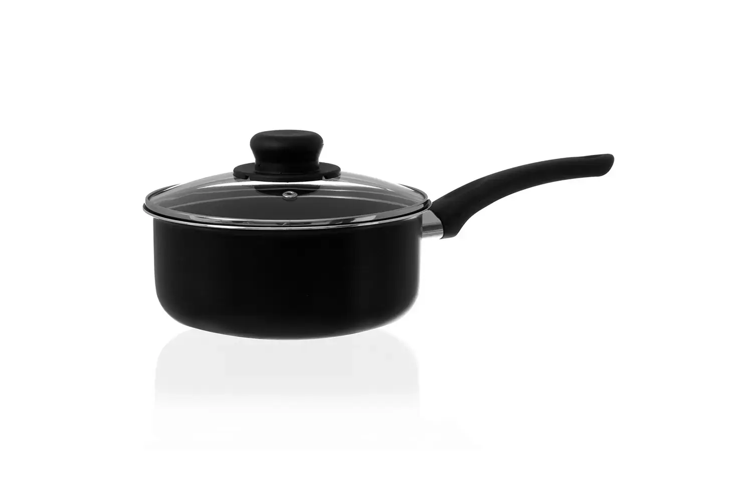 Panela Preta Alumínio Com Tampa De Vidro Antiaderente 2,0l Multiflon Gourmet Vapore