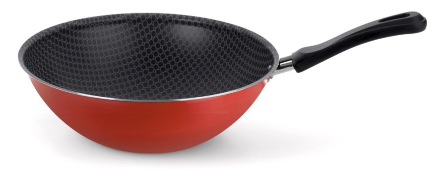 Frigideira Antiaderente Wok Multiflon Alumínio Vermelha 28cm