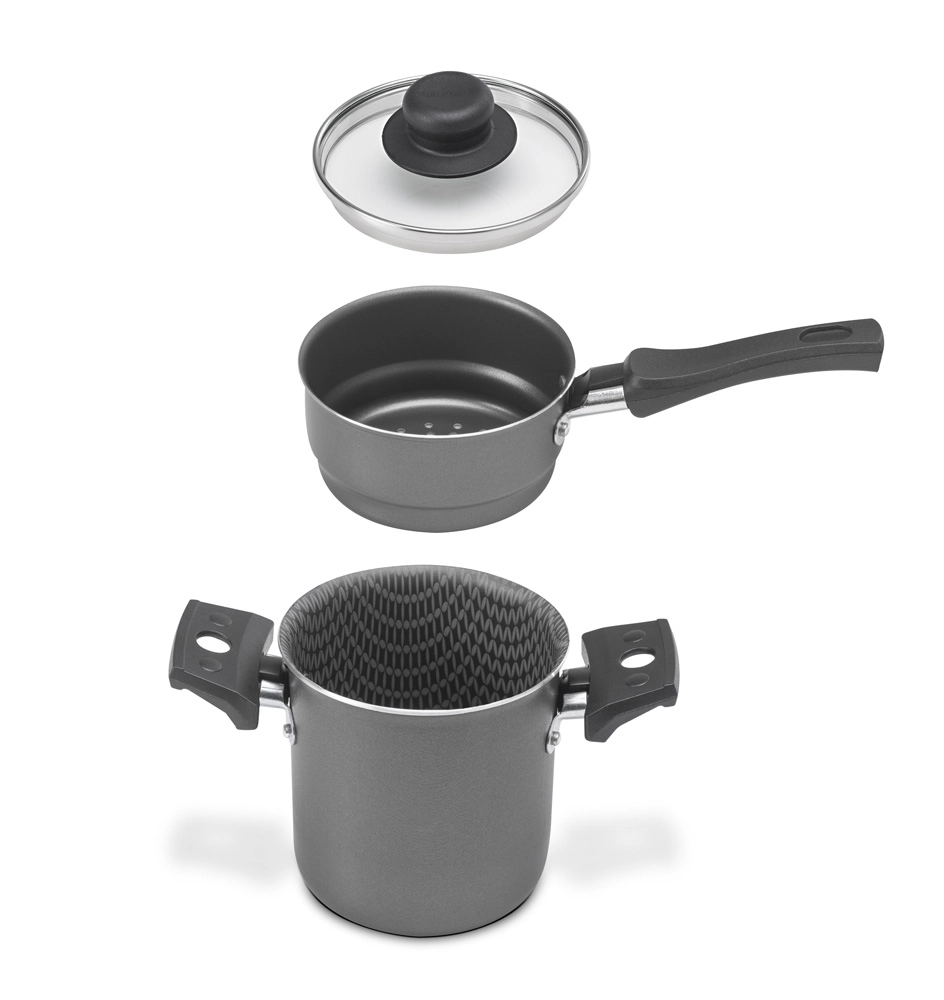 Mini Cuscuzeira 800ml Cozi Vapor com Tampa de Vidro e Cabo Linha Versátil Multiflon Cinza
