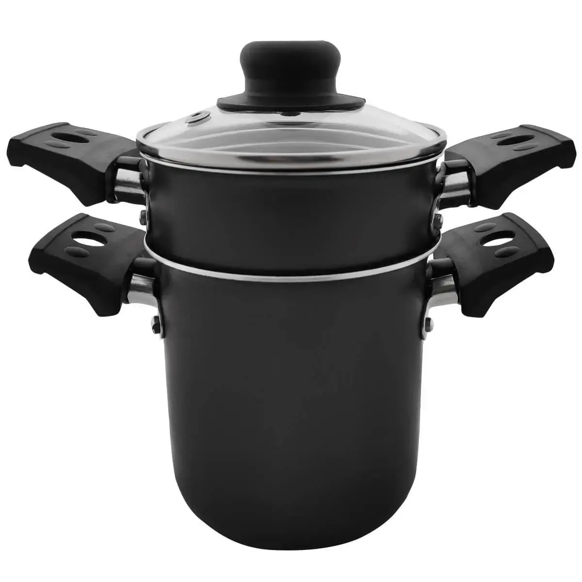 Mini Cuscuzeira 800ml Cozi Vapor com Tampa de Vidro e Alças Linha Versátil Multiflon Cinza