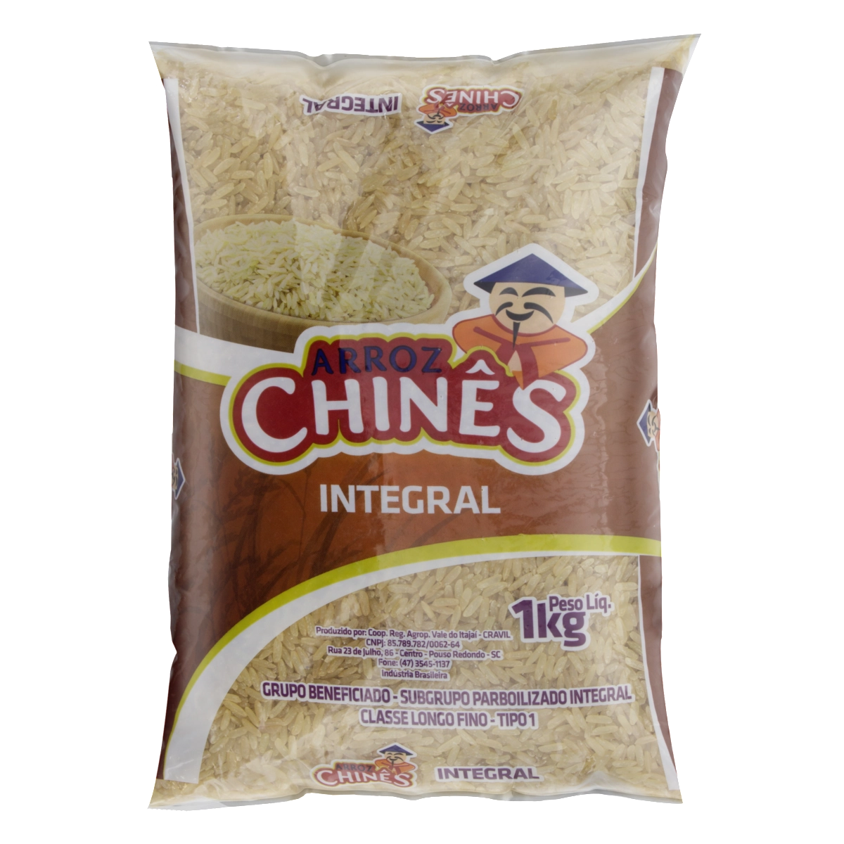Arroz Parboilizado Tipo 1 Integral Chinês Pacote 1kg