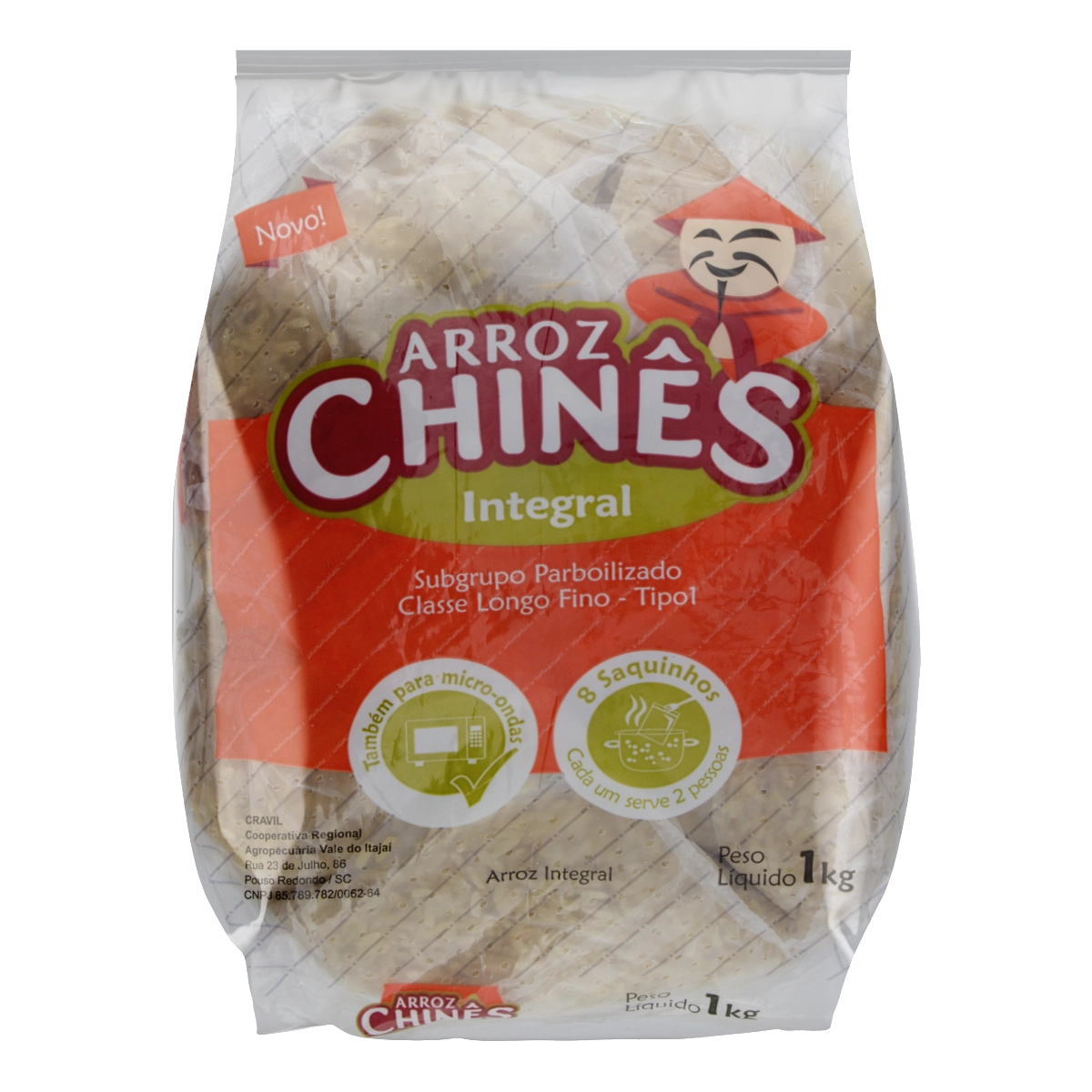 Arroz Parboilizado Tipo 1 Integral Chinês Pacote 1kg 8 Unidades