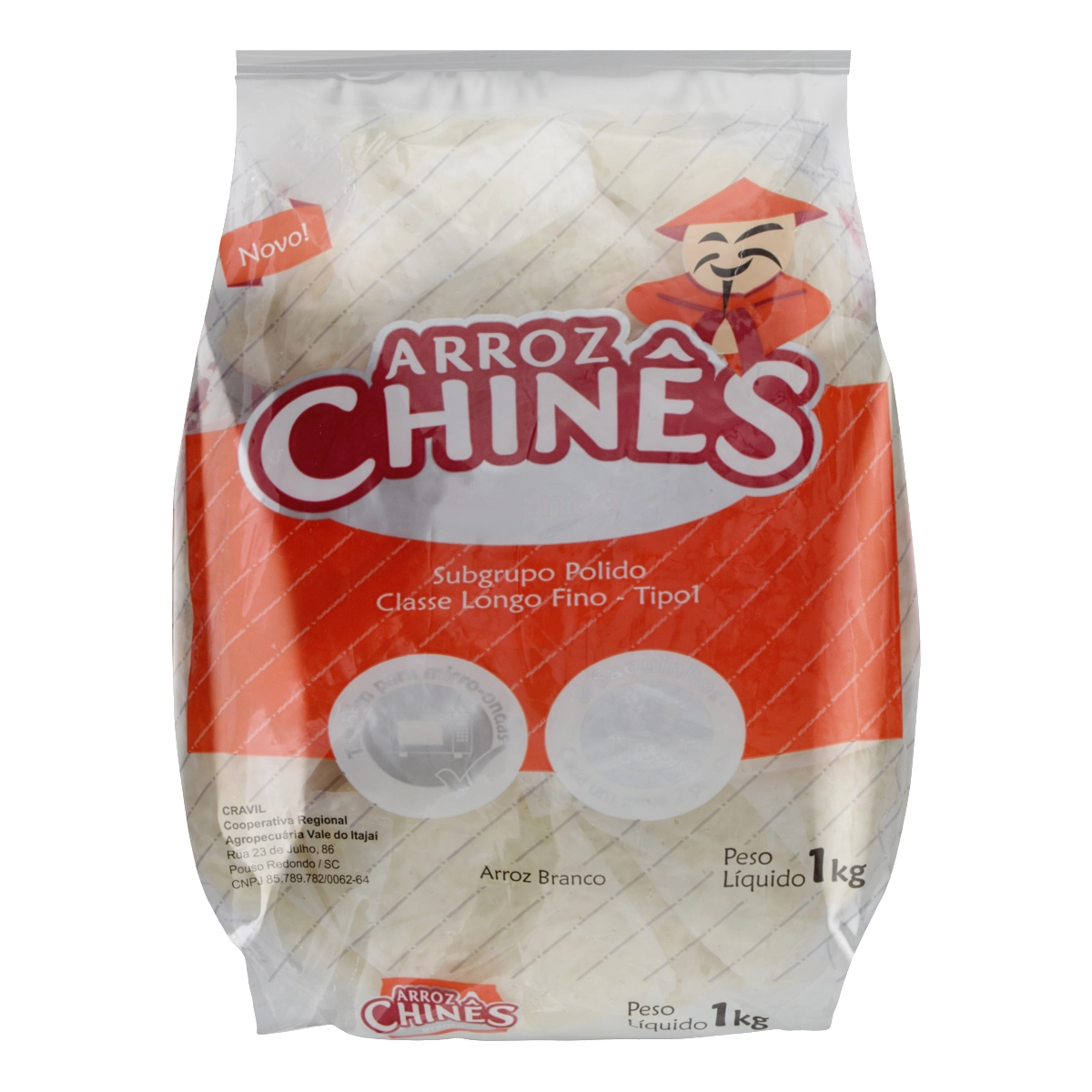 Arroz Branco Tipo 1 Chinês Pacote 1kg 8 Unidades