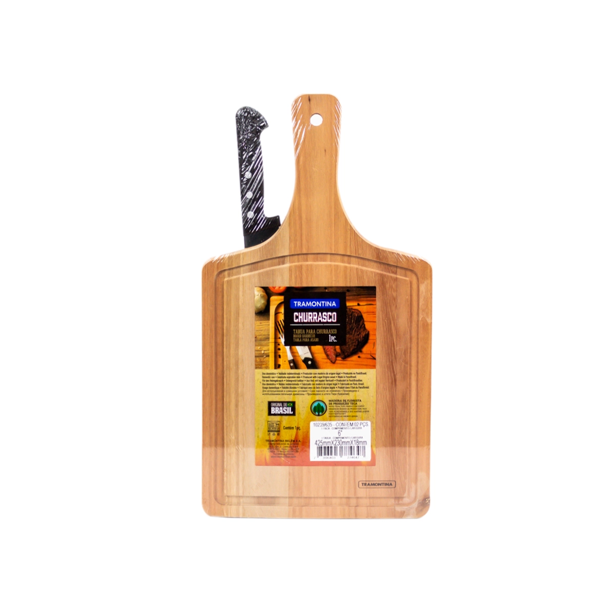 Tábua De Churrasco Com Faca Quadrada 10239/635 Tramontina
