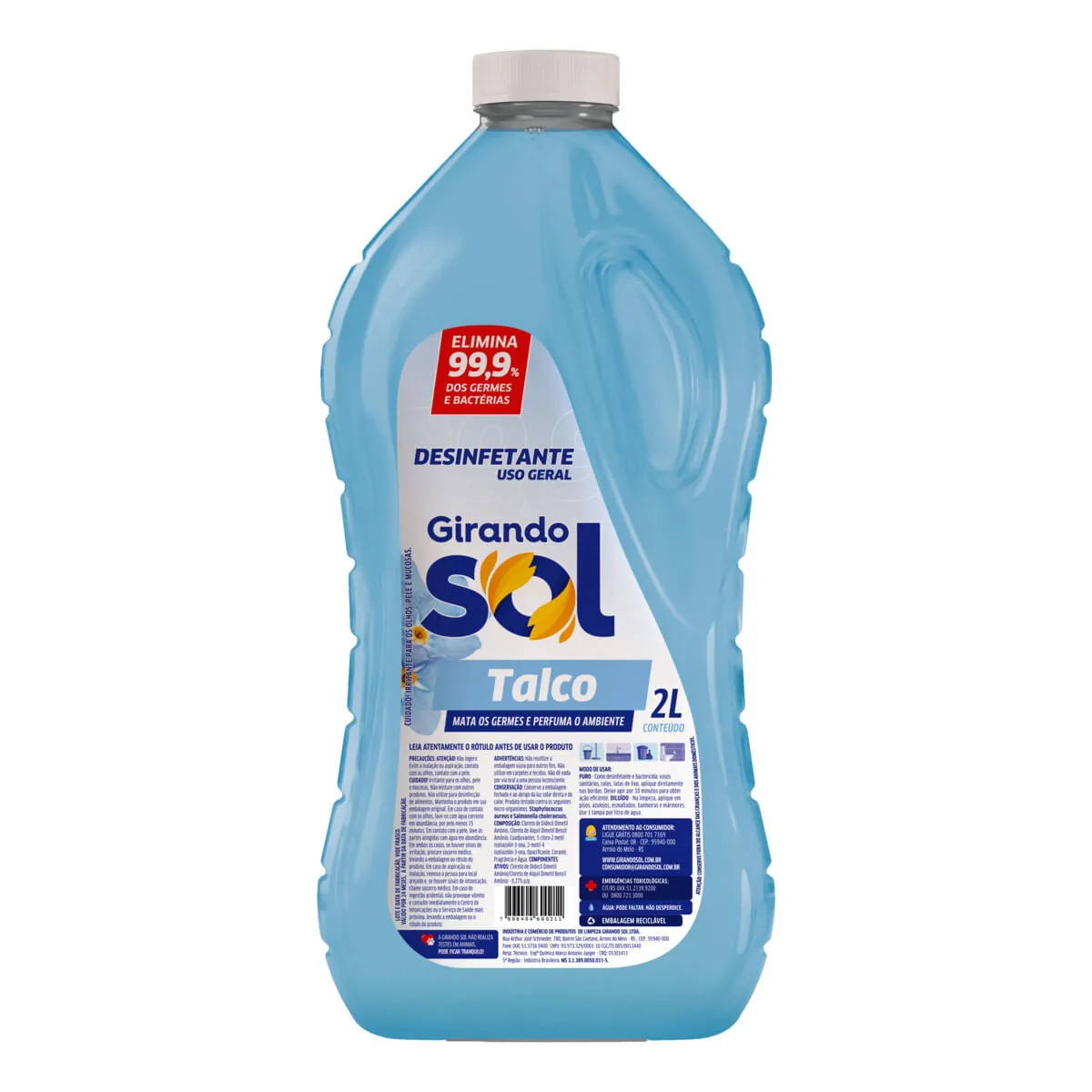 Desinfetante Uso Geral Talco Girando Sol Frasco 2 L