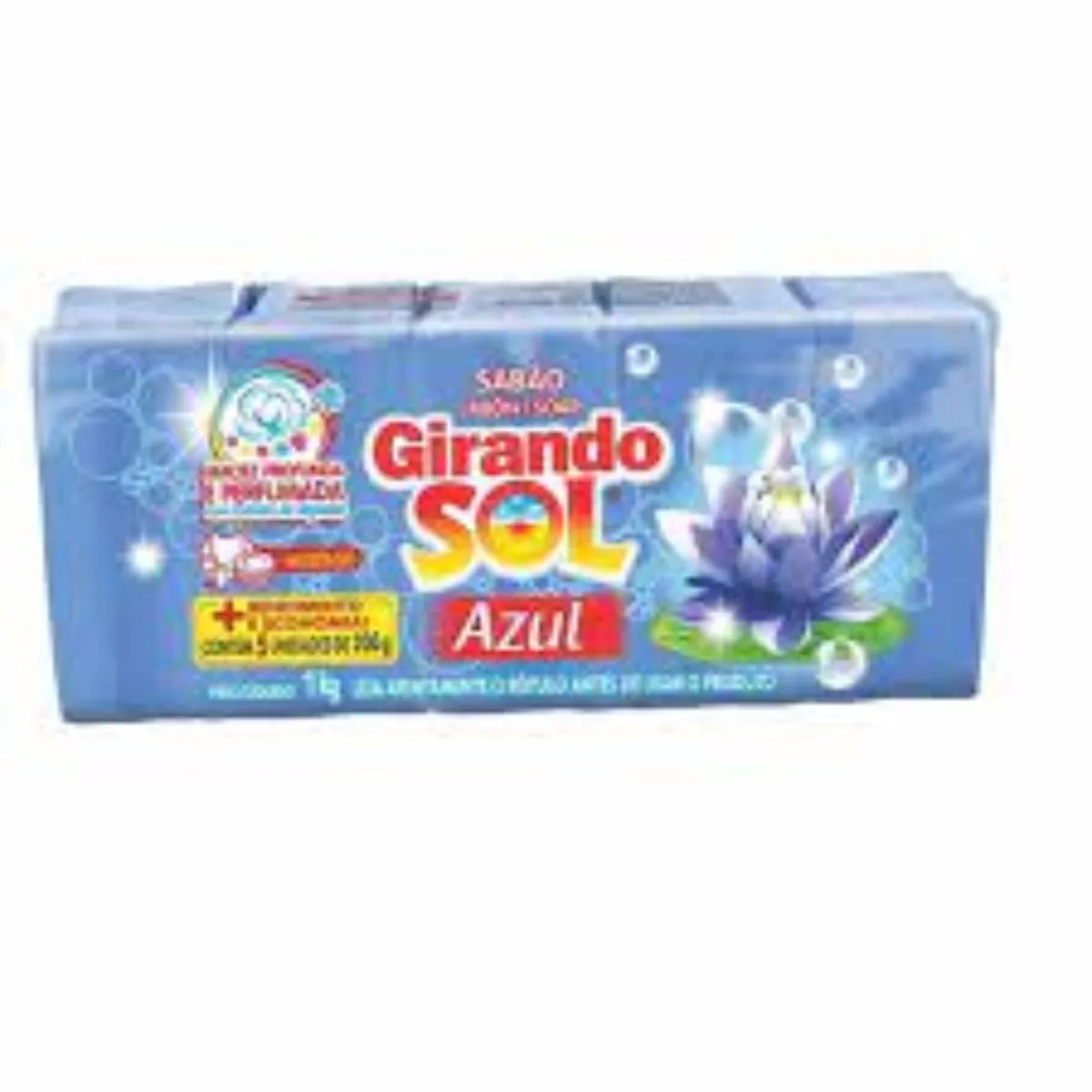 Sabão em Barra Perfumado Azul Girando Sol 5 X 200 g