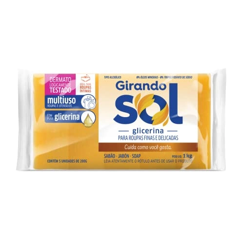 Sabão Barra Glicerinado Multiuso Girando Sol Pacote 1kg 5 Unidades
