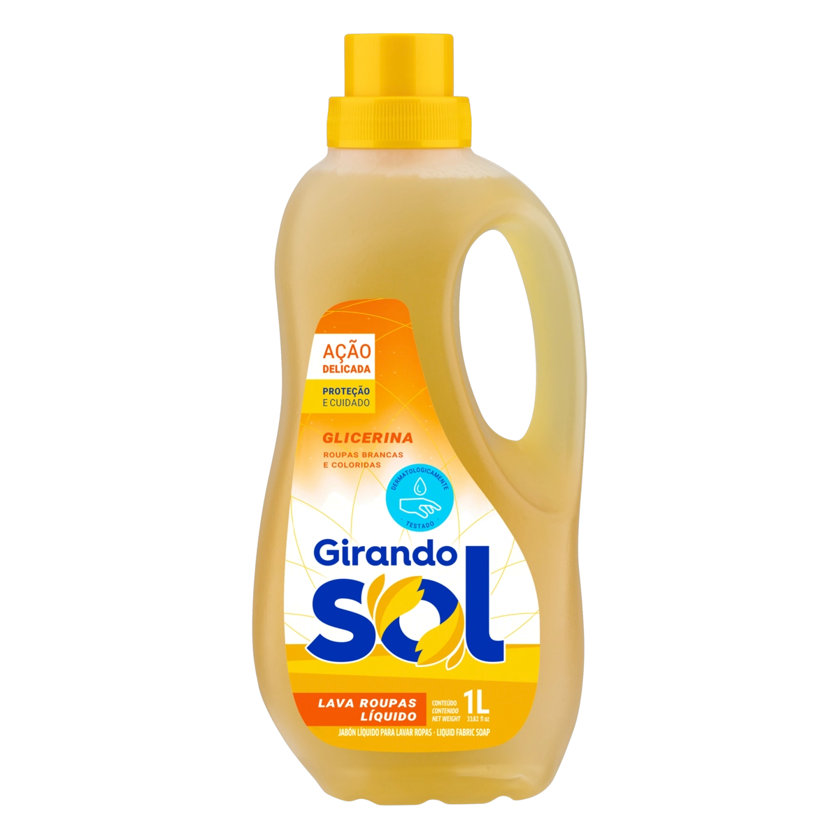 Lava Roupas Líquido Roupas Brancas E Coloridas Glicerina Girando Sol Frasco 1l