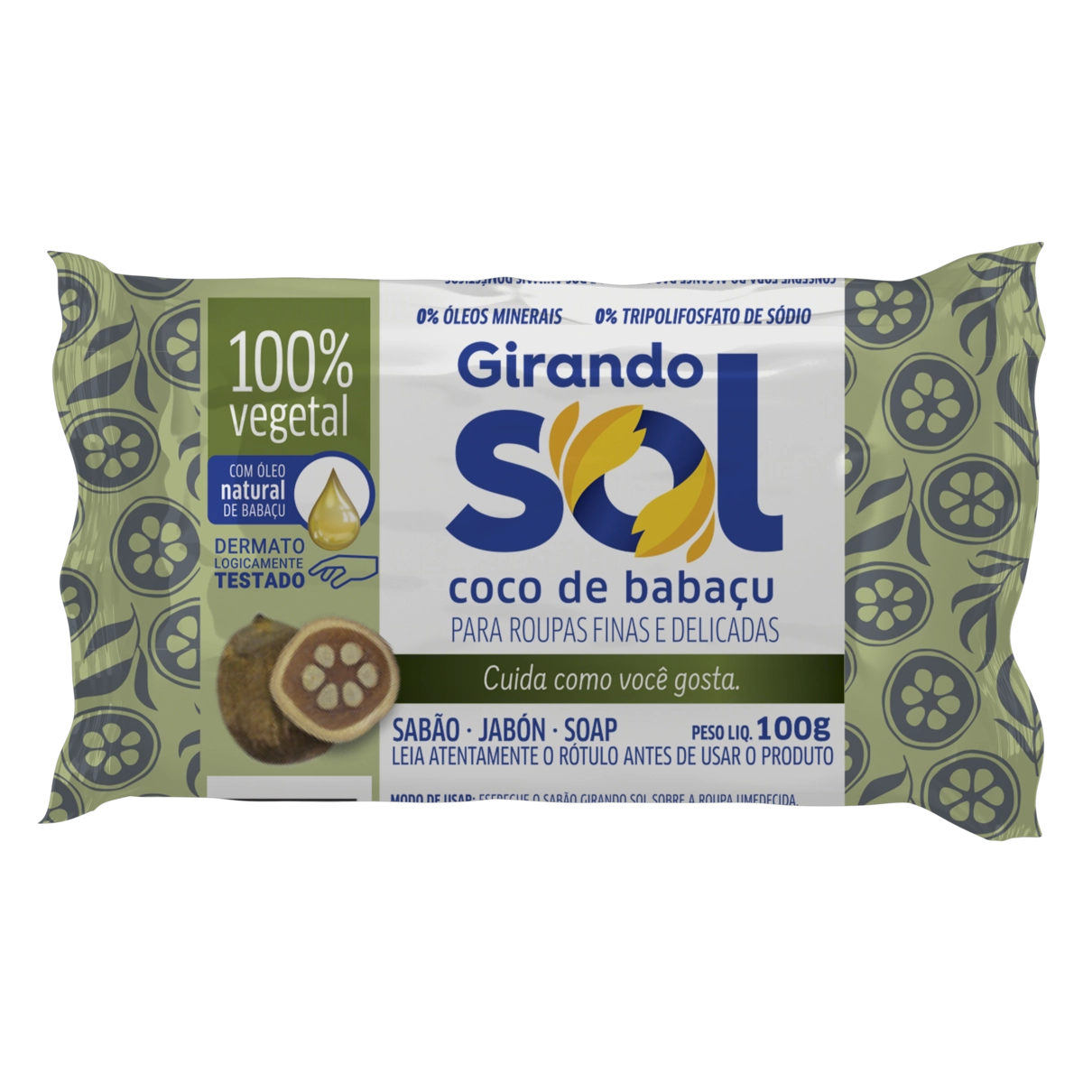 Sabão Barra Coco De Babaçu Girando Sol Flow Pack 100g