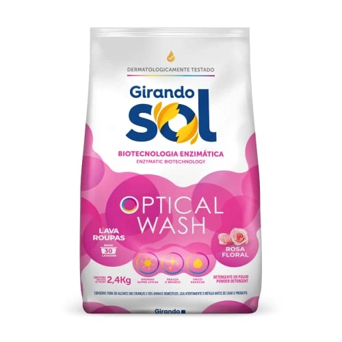 Lava Roupas Pó Rosa Floral Girando Sol Optical Wash Pacote 2,4kg