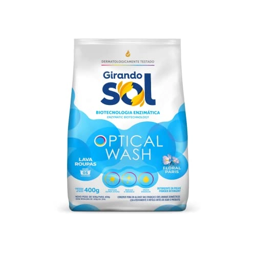 Lava Roupas Pó Floral Paris Girando Sol Optical Wash Pacote 400g