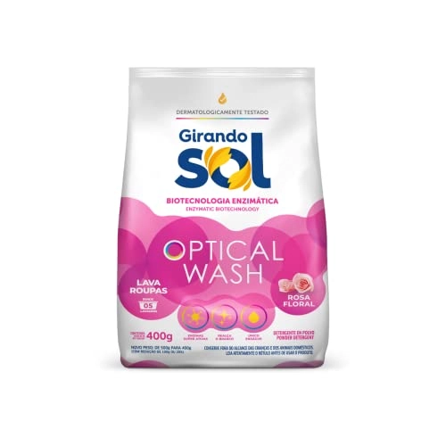 Lava Roupas Pó Rosa Floral Girando Sol Optical Wash Pacote 400g