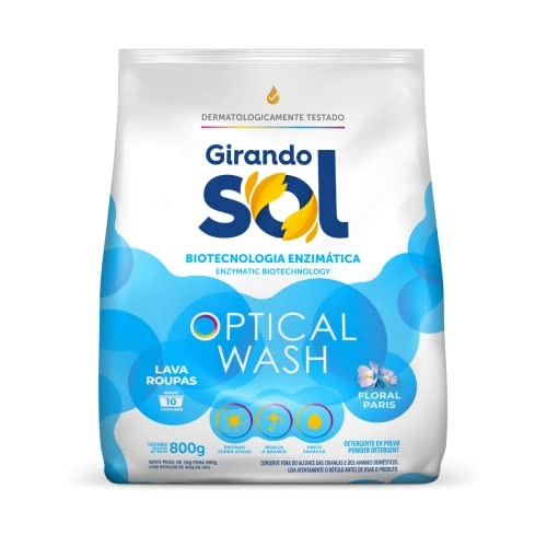 Lava Roupas Pó Floral Paris Girando Sol Optical Wash Pacote 800g