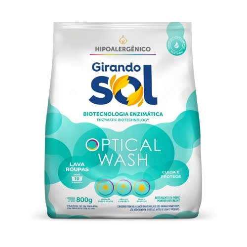 Lava Roupas Pó Girando Sol Optical Wash Pacote 800g