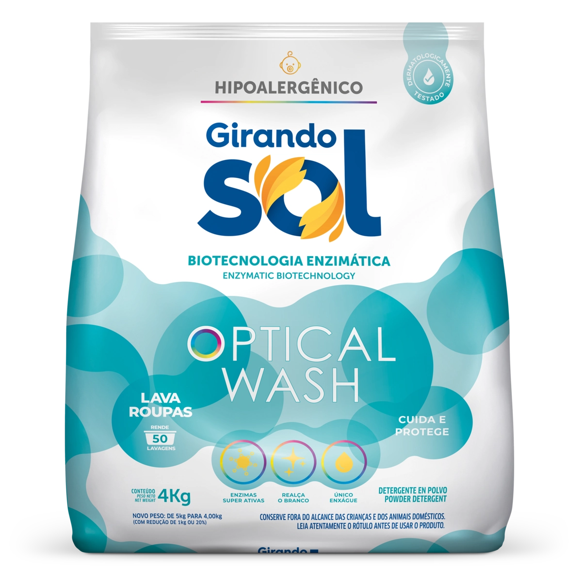 Lava Roupas Pó Girando Sol Optical Wash Pacote 4kg