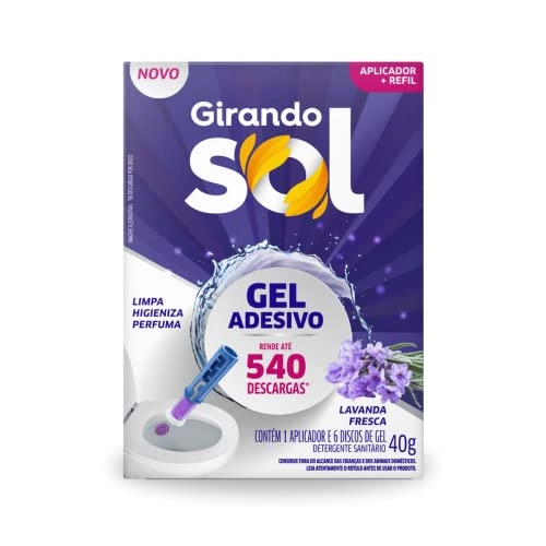 Detergente Sanitário Gel Adesivo Com Aplicador Lavanda Fresca Girando Sol 40g Refil