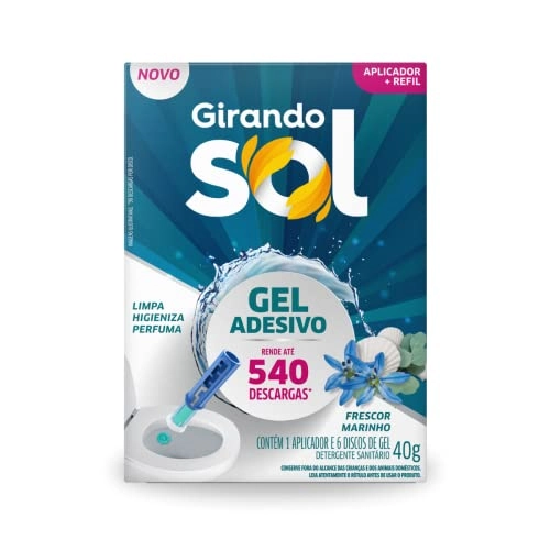 Detergente Sanitário Gel Adesivo Com Aplicador Frescor Marinho Girando Sol 40g Refil