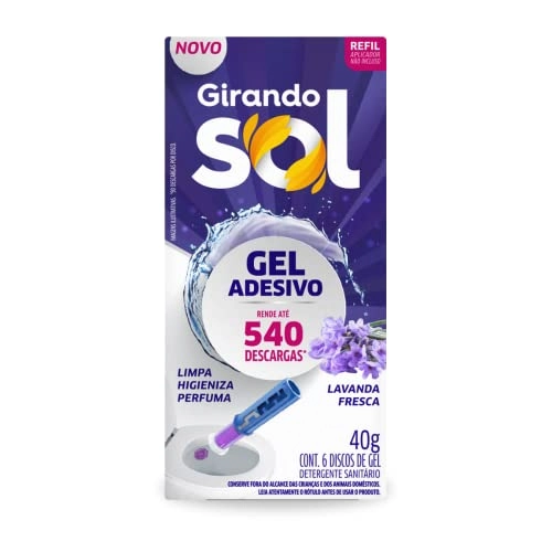 Detergente Sanitário Gel Adesivo Lavanda Fresca Girando Sol 40g Refil