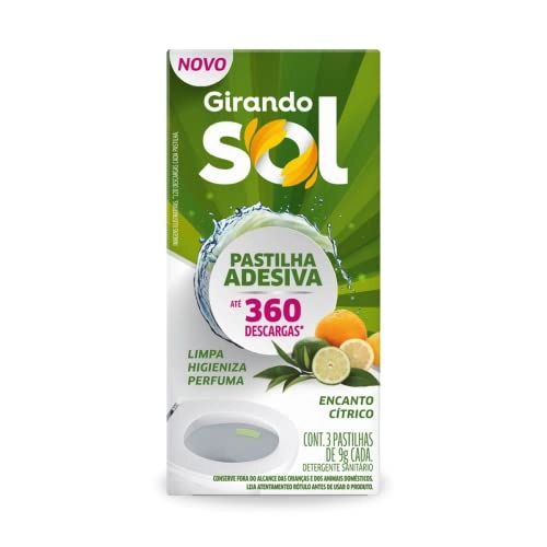 Detergente Sanitário Pastilha Adesiva Encanto Cítrico Girando Sol 27g 3 Unidades