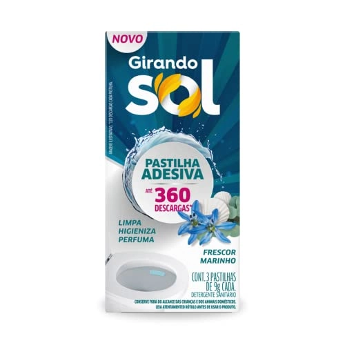 Detergente Sanitário Pastilha Adesiva Frescor Marinho Girando Sol 27g 3 Unidades