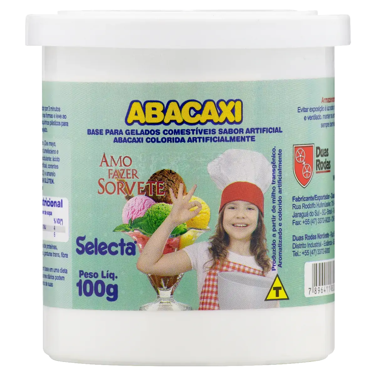Base Para Gelados Comestíveis Abacaxi Selecta Pote 100g