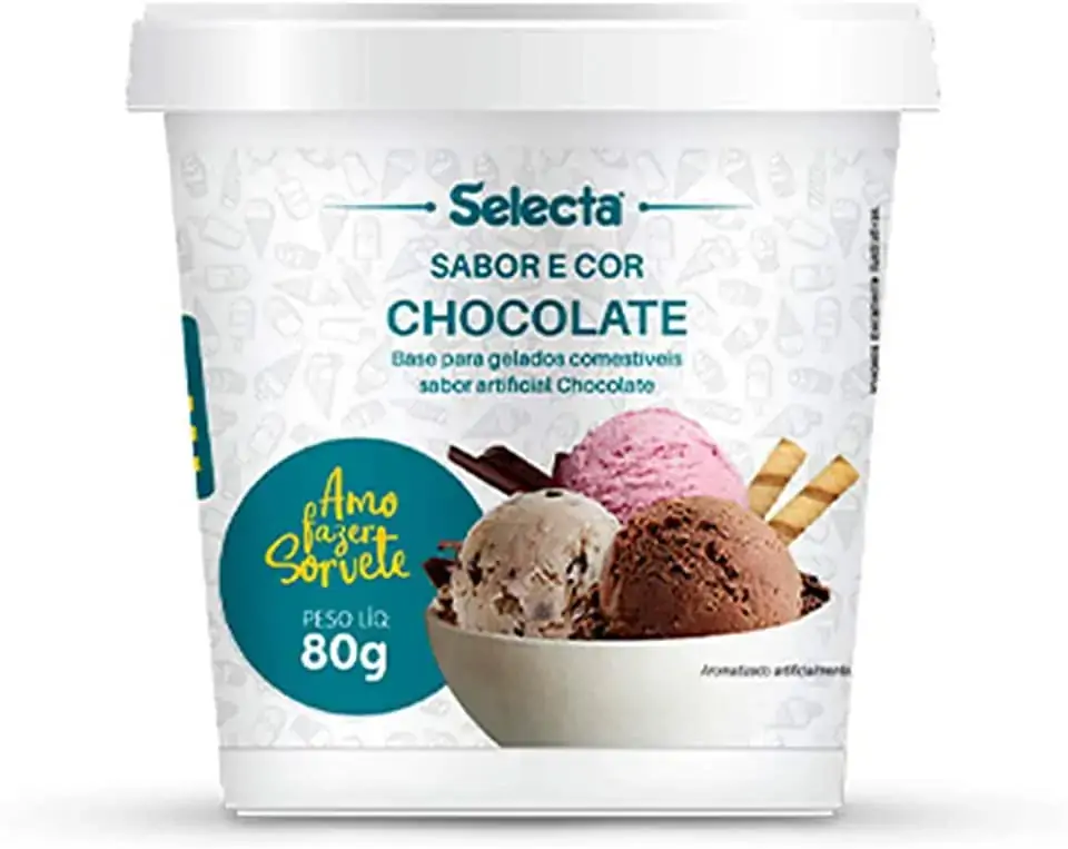 Base Para Gelados Comestíveis Chocolate Selecta Pote 80g
