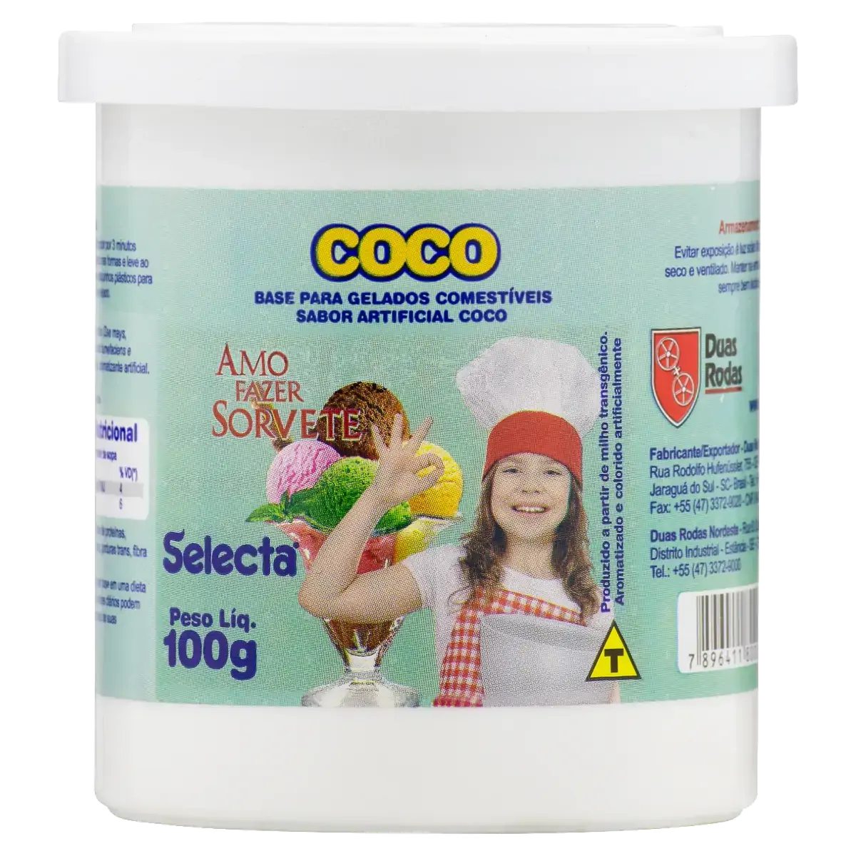 Base Para Gelados Comestíveis Coco Selecta Pote 100g