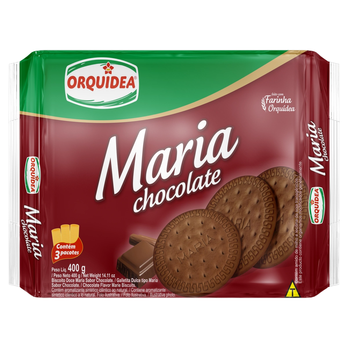 Biscoito Maria Chocolate Orquídea Pacote 400g