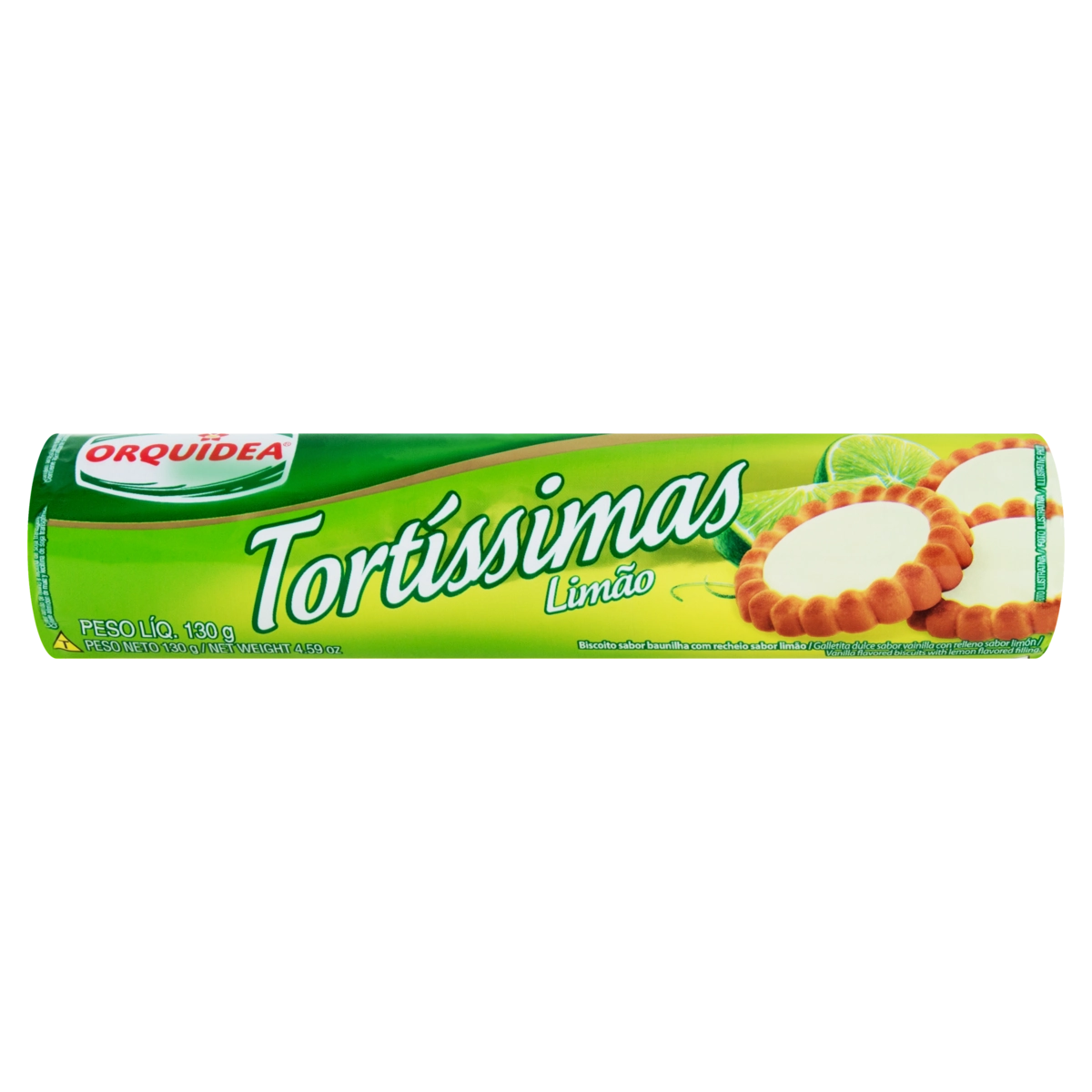 Biscoito Baunilha Recheio Limão Orquídea Tortíssimas Pacote 130g