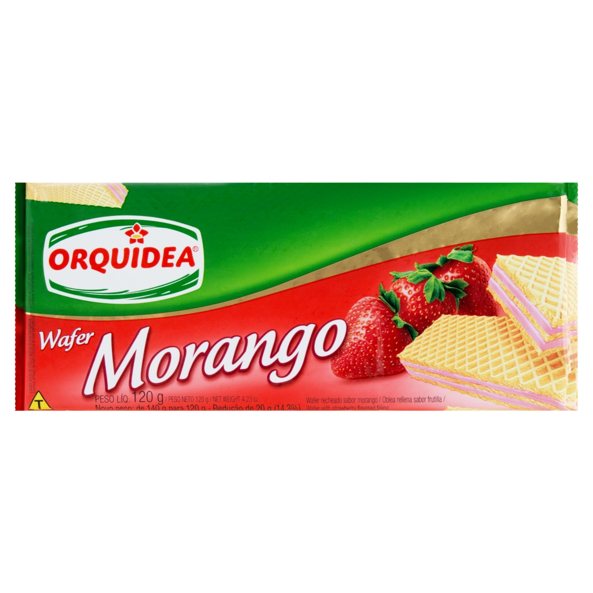 Biscoito Wafer Recheio Morango Orquídea Pacote 120g