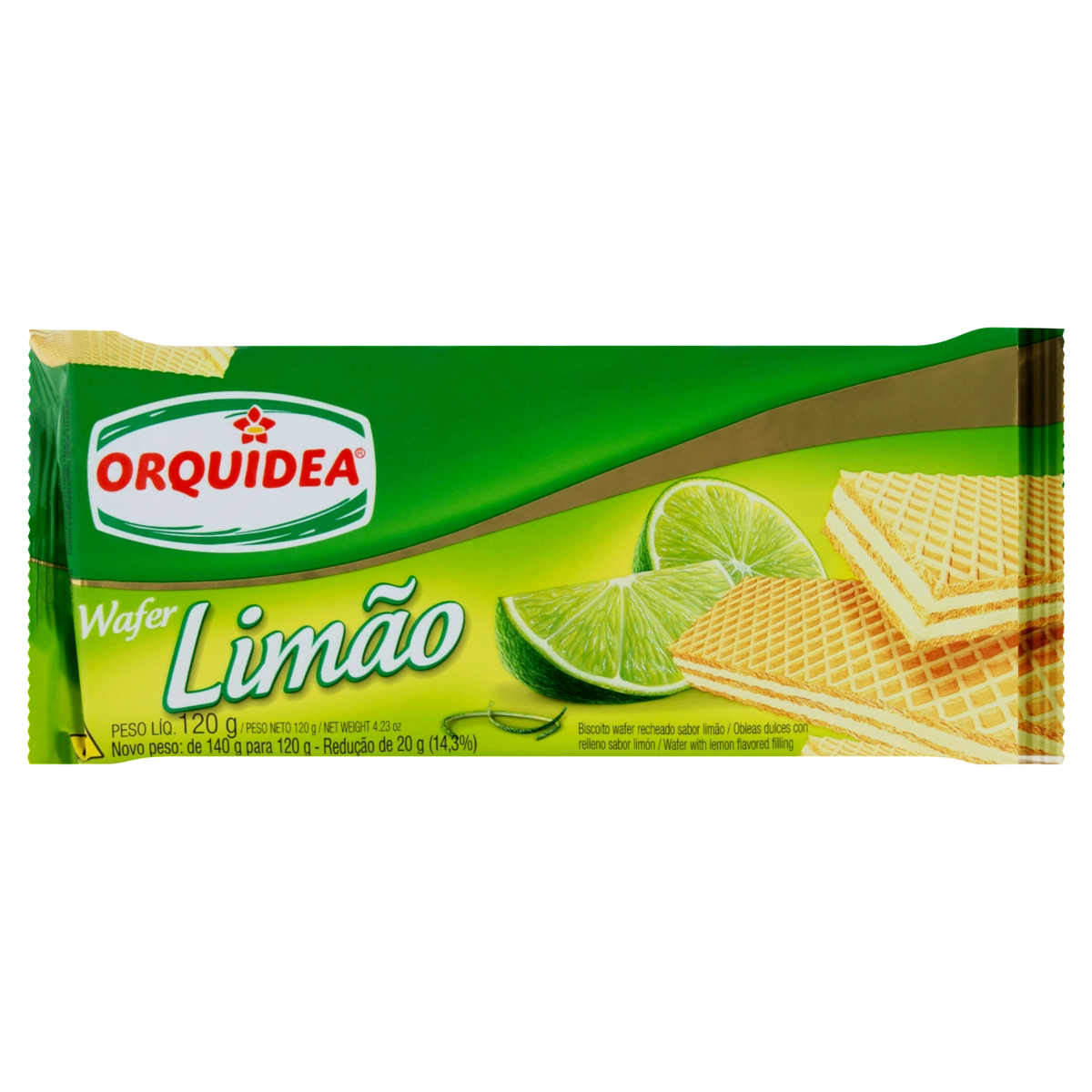 Biscoito Wafer Recheio Limão Orquídea Pacote 120g