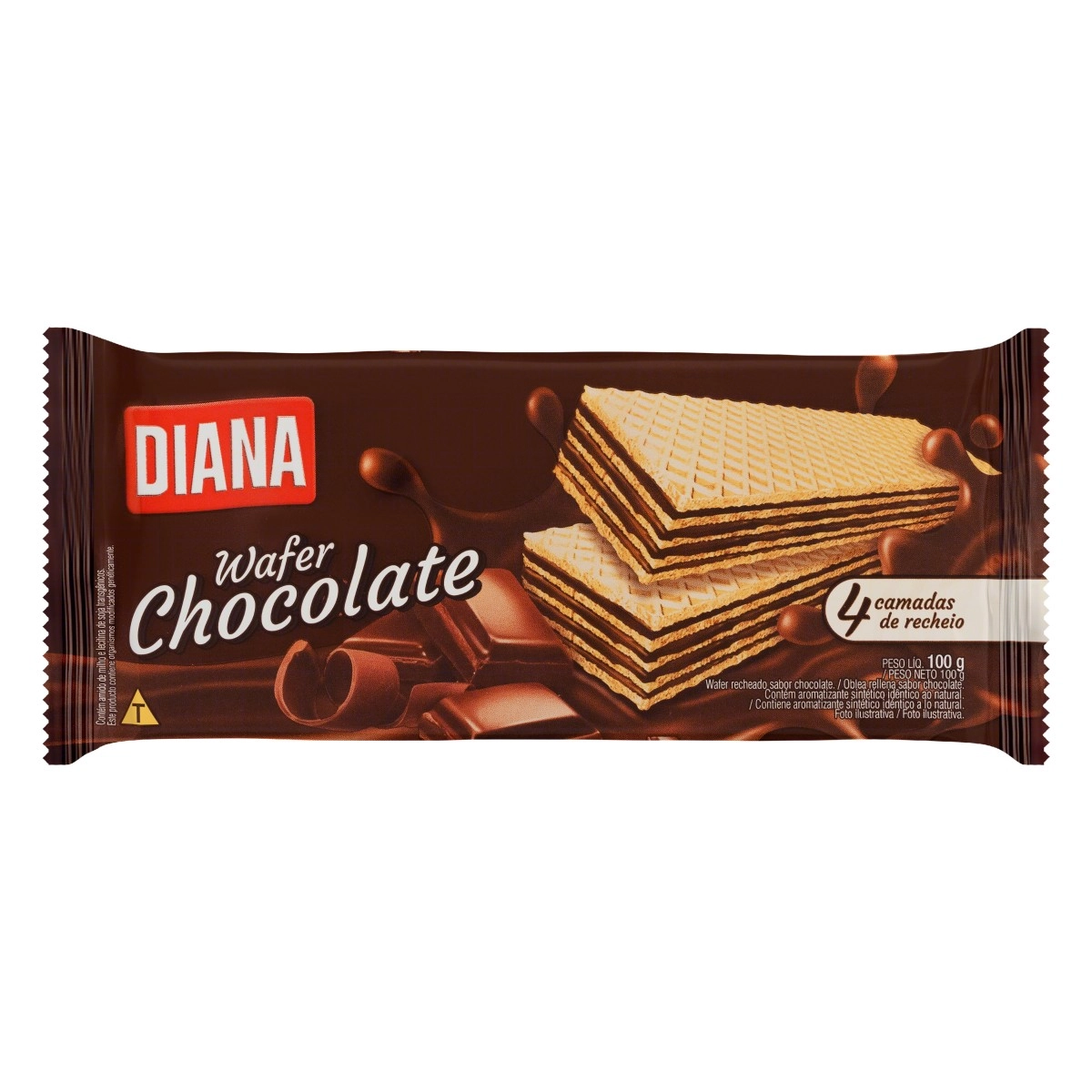 Biscoito Wafer Recheio Chocolate Diana Pacote 100g
