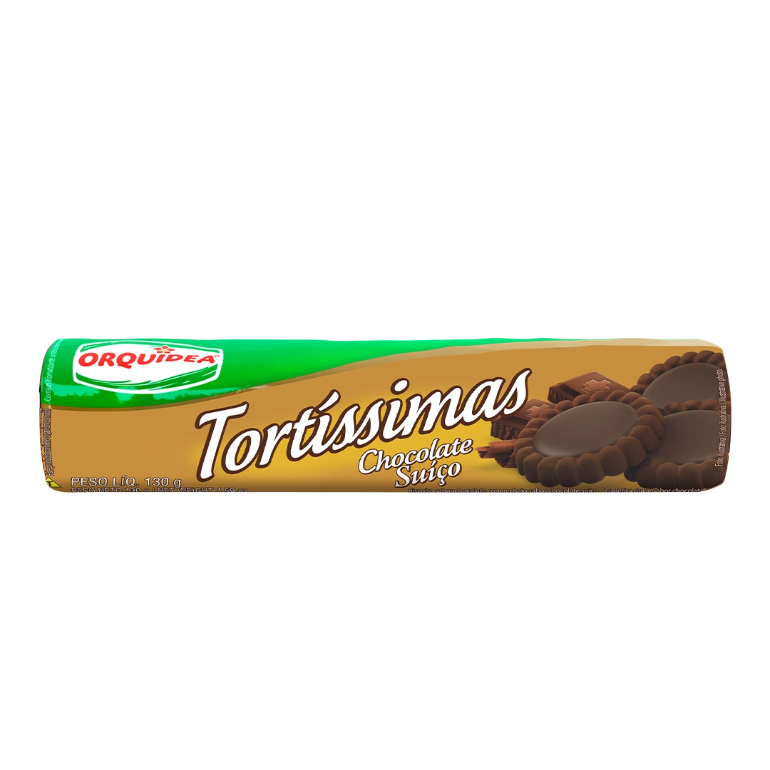 Biscoito Chocolate Recheio Chocolate Suíço Orquídea Tortíssimas Pacote 130g