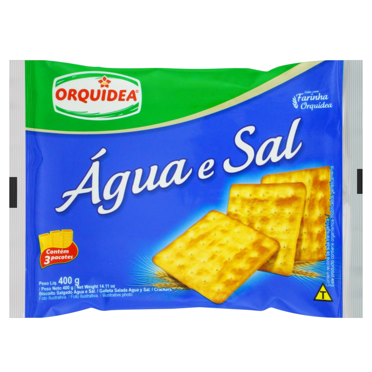 Biscoito água E Sal Orquídea Pacote 320g 8 Unidades