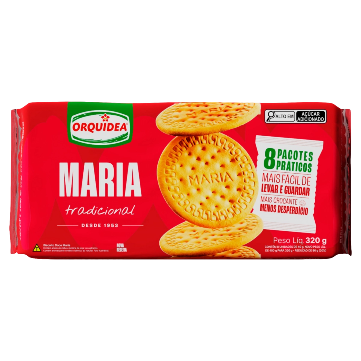 Biscoito Maria Tradicional Orquídea Pacote 320g 8 Unidades